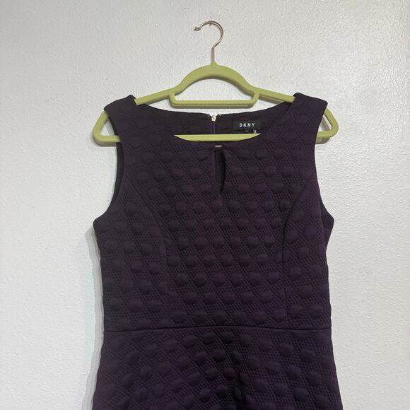 DKNY Eggplant Mini Fit Flare Dress Sz 10 - Picture 3 of 14